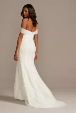 Tulle And Floral Off-the-Shoulder Wedding Dress 16 Tulle And Floral Off-the-Shoulder Wedding Dress -Floral Applique Dresses Shop WG3978 SOFTWHITE CORE PROD10 173