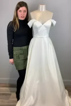 Off Shoulder Satin Gown Wedding Dress 9 Off Shoulder Satin Gown Wedding Dress -Floral Applique Dresses Shop WG3979 408x612