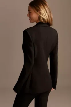 Single Button Relaxed Fit Suit Jacket -Floral Applique Dresses Shop WG3997 BLACK CORE PROD2 126