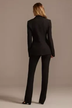 Single Button Relaxed Fit Suit Jacket -Floral Applique Dresses Shop WG3997 BLACK CORE PROD2 150