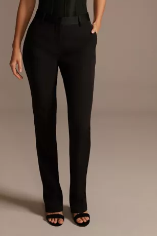 Relaxed Leg Suit Pants With Satin Waist 1 Relaxed Leg Suit Pants With Satin Waist