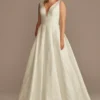 Floral Jacquard V-Neck Wedding Dress