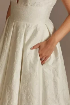 Floral Jacquard V-Neck Wedding Dress -Floral Applique Dresses Shop WG4012DB IVORY DBSTU PROD12 V2 051