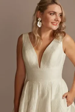 Floral Jacquard V-Neck Wedding Dress -Floral Applique Dresses Shop WG4012DB IVORY DBSTU PROD12 V2 070