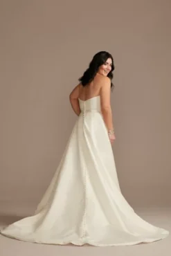 Strapless Satin Wedding Dress With Slit -Floral Applique Dresses Shop WG4017 IVORY DBSTU PROD12 V2 118