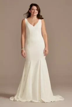 Crepe V-Neck Mermaid Wedding Dress