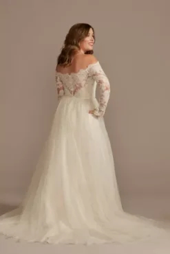 Lace Applique Off Shoulder Wedding Dress -Floral Applique Dresses Shop WG4031 IVYSTONE DBSTU PROD12 151