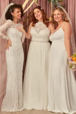 High Neck Illusion Chiffon Wedding Dress -Floral Applique Dresses Shop WG4032 PDP Crop MAY3 1920x2880