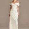 Crepe Off-the-Shoulder Sheath Wedding Dress