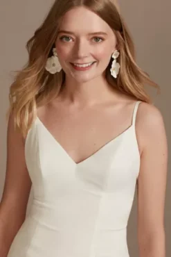 Crepe Back Satin Spaghetti Strap V-Neck Slip Dress -Floral Applique Dresses Shop WG4044 SOFTWHITE DBSTU PROD1 097