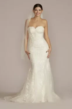 Floral Applique Mermaid Wedding Dress