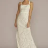 Floral Lace Halter Sheath Wedding Gown