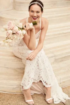 Floral Lace Halter Sheath Wedding Gown -Floral Applique Dresses Shop WG4055 PDP Crop JAN21 1920x2880