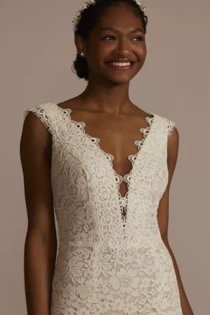 Allover Lace Tank Wedding Gown With V-Back Detail 3 Allover Lace Tank Wedding Gown With V-Back Detail - Image 3