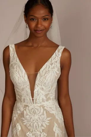 Illusion Plunge Lattice Skirt Wedding Gown 3 Illusion Plunge Lattice Skirt Wedding Gown - Image 3