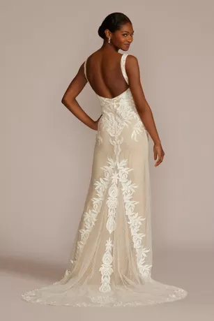 Illusion Plunge Lattice Skirt Wedding Gown 2 Illusion Plunge Lattice Skirt Wedding Gown - Image 2