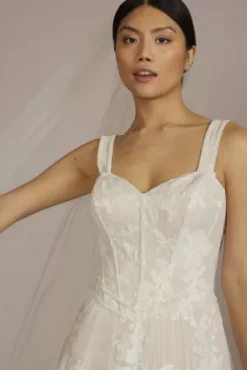 Beaded Floral Bodice Basque Waist Wedding Dress -Floral Applique Dresses Shop WG4070 IVYSCHMR DBSTU PROD4 105