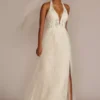 Lace Applique Halter A-Line Wedding Dress