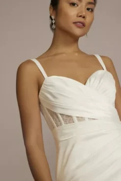 Corset Bodice Pleated Sheath Wedding Dress -Floral Applique Dresses Shop WG4073 SOFTWHITE DBSTU PROD3 103