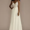 Lace Bodice Spaghetti Strap A-line Wedding Dress