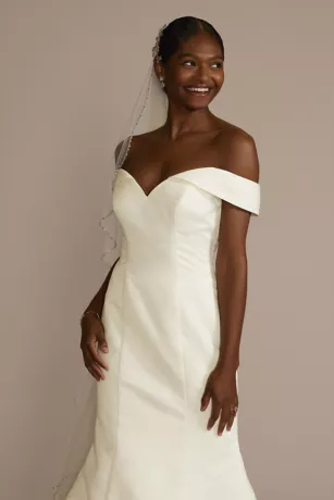 Off-Shoulder Satin Mermaid Wedding Dress 3 Off-Shoulder Satin Mermaid Wedding Dress - Image 3
