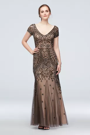 Bead And Sequin Embellished Mesh Overlay Gown 1 Bead And Sequin Embellished Mesh Overlay Gown