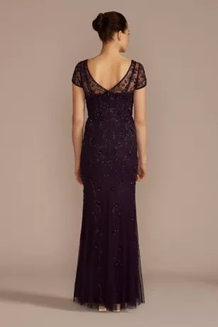 Short Sleeve Beaded Sheath Dress With Godets 2 Short Sleeve Beaded Sheath Dress With Godets - Image 2