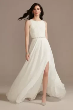 Beaded Tank Wedding Separates Top -Floral Applique Dresses Shop WGIN4891 MSOFTWHITE DBSTU PROD3 202