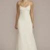 Allover Floral Beaded Godet Sheath Wedding Dress