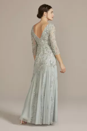 Three Quarter Sleeve Beaded V-Neck Sheath 2 Three Quarter Sleeve Beaded V-Neck Sheath - Image 2