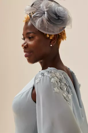 Crepe Tank Sheath With Embroidered Capelet 6 Crepe Tank Sheath With Embroidered Capelet - Image 6